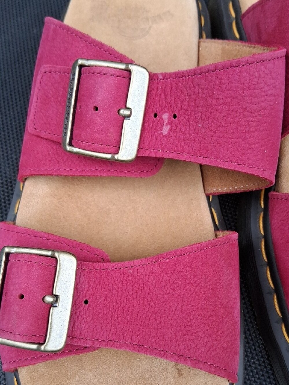 Dr. Martens Women’s Bright Fuchsia Double-Buckle Slide Sandals - Picture 15 of 16